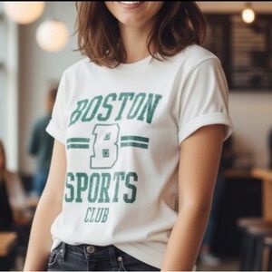 Boston Sports Club White and Green Women's T-Shirt